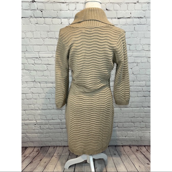 CALVIN KLEIN Sweater Dress Long Sleeve Tan-Medium - Picture 3 of 4